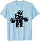Grizzly Bear Bodybuilder Lifting Graphic Design T-Shirt - T-Shirt | Light Blue