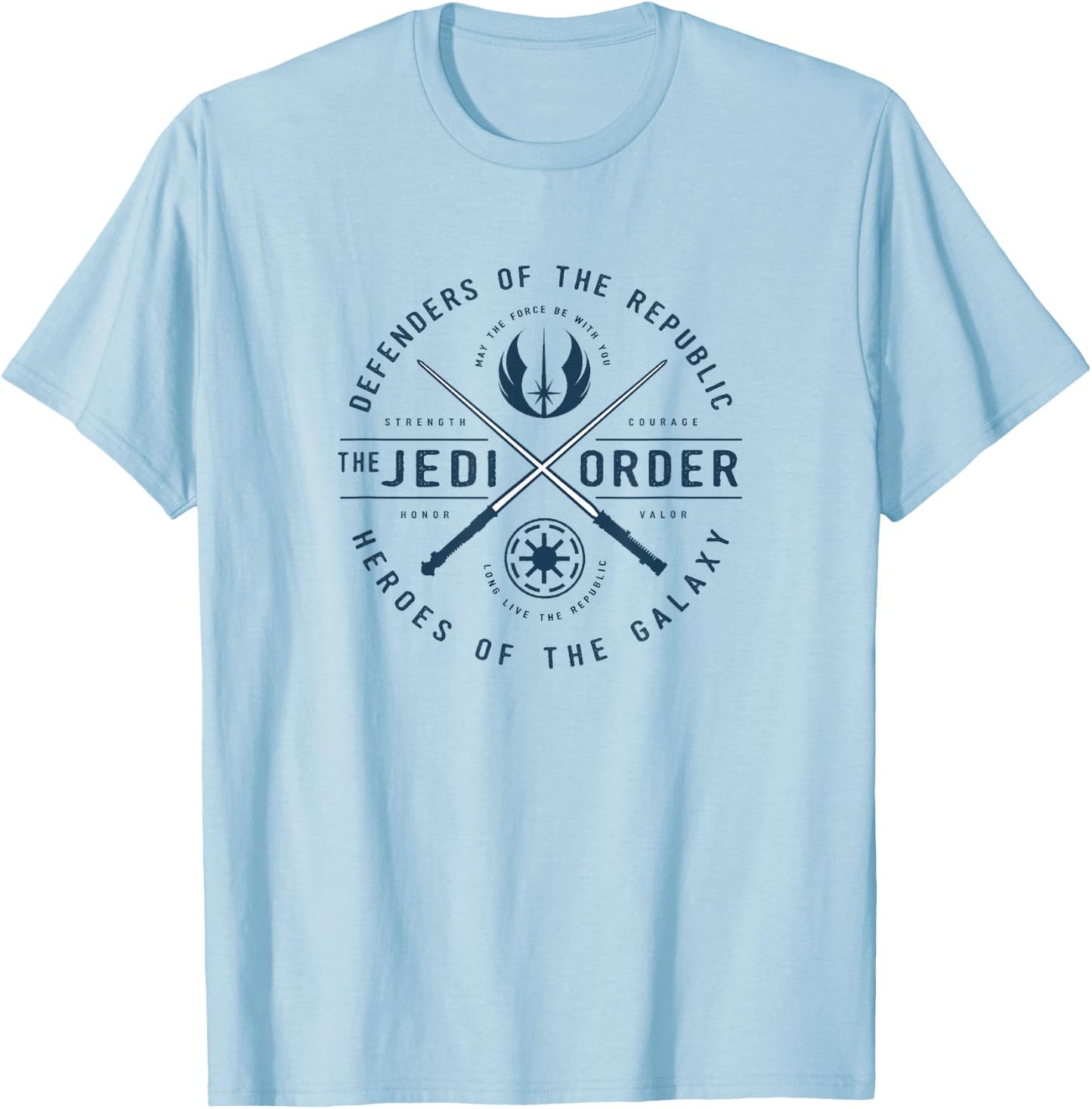 Star Wars Jedi Order Lightsabers Crossed Circle Logo T-Shirt - T-Shirt | Light Blue