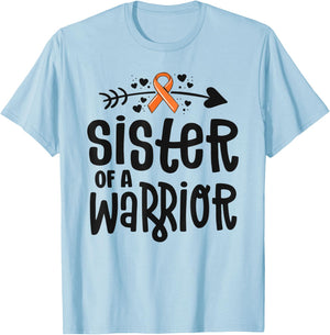 Sister Of A Warrior Orange Family Leukemia Cancer Awareness T-Shirt - T-Shirt | Light Blue