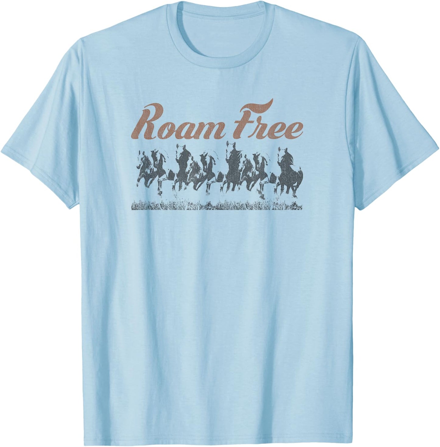 Roam Free Vintage Horses T-Shirt - T-Shirt | Light Blue