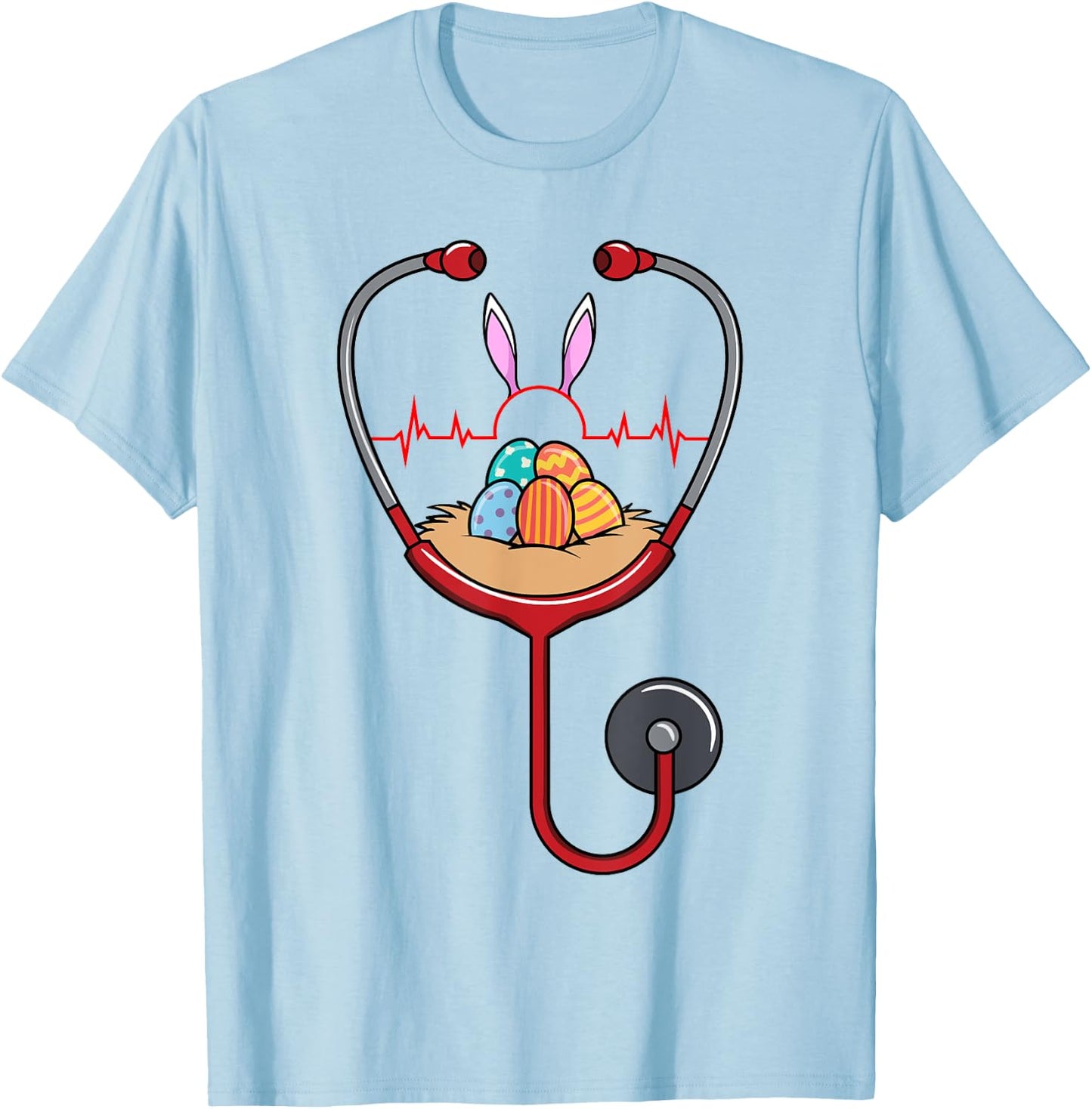 Easter Nurse Doctor Stethoscope Nurses Cute RN CNA Gift T-Shirt - T-Shirt | Light Blue