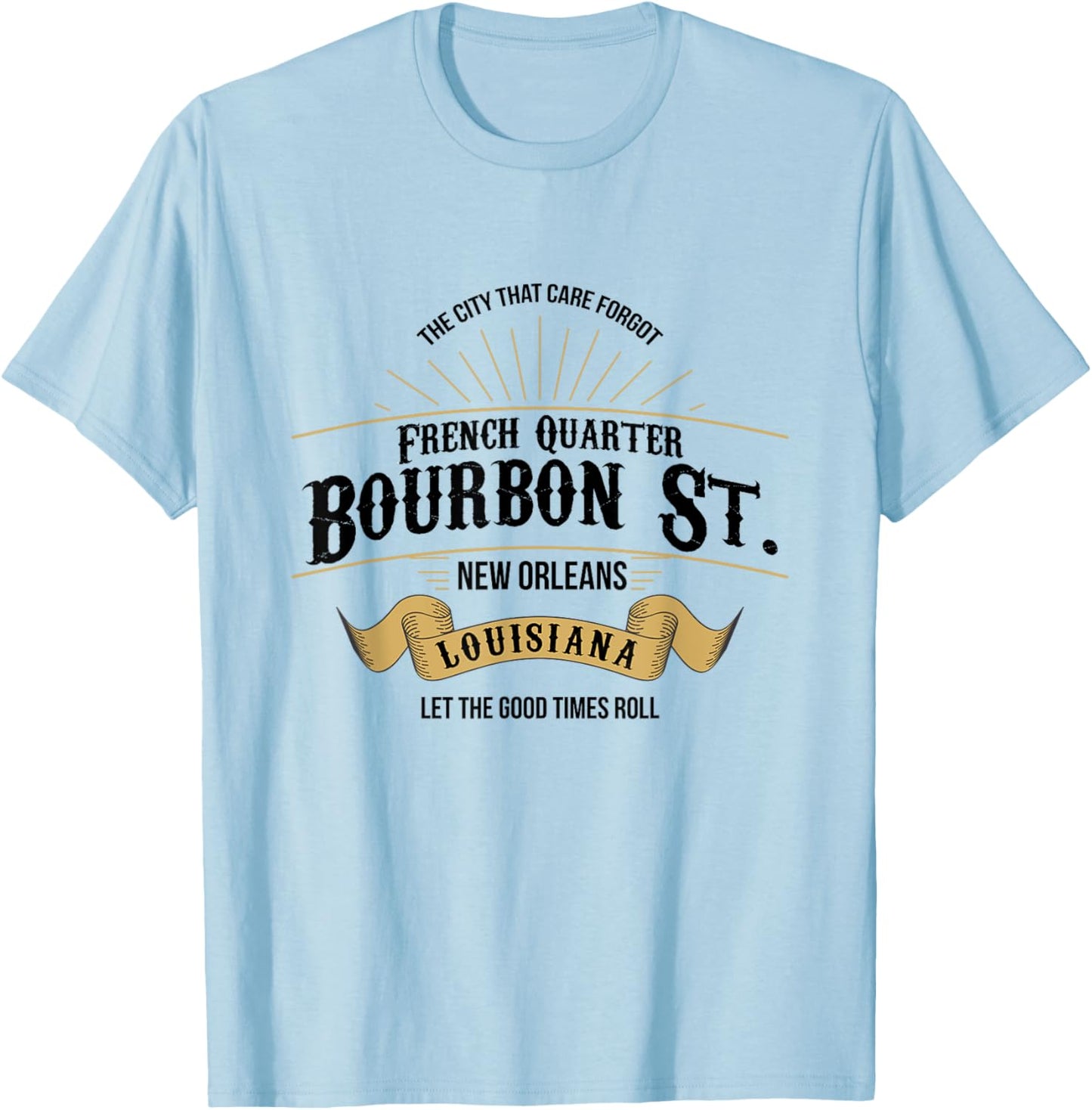 Vintage French Quarter Bourbon Street New Orleans Louisiana T-Shirt - T-Shirt | Light Blue