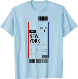 Boarding Pass New York JFK Airport First Class Plane Ticket T-Shirt - T-Shirt | Light Blue