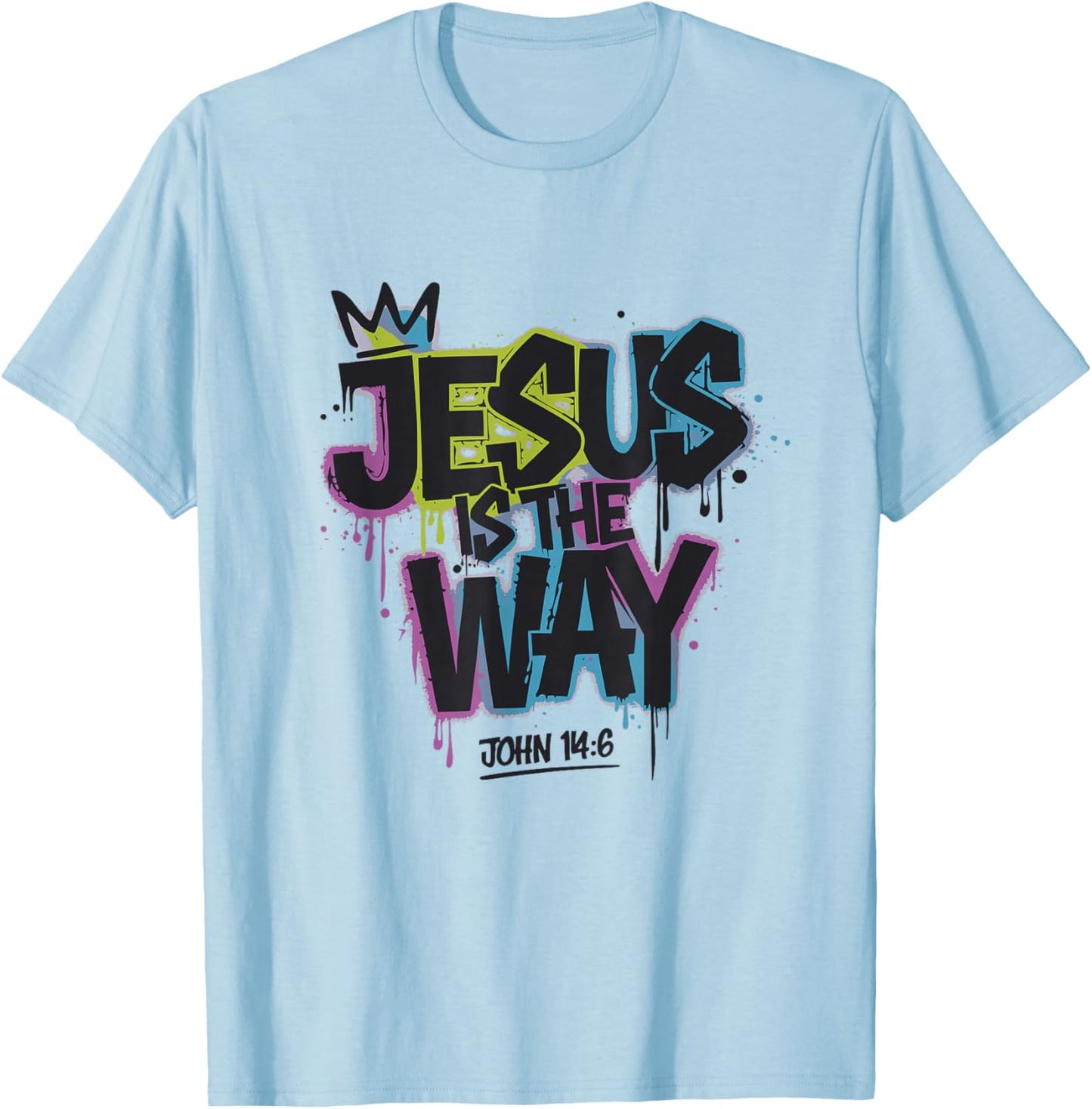 Jesus Ist Der Weg Graffiti Bibelvers T-Shirt - T-Shirt | Light Blue