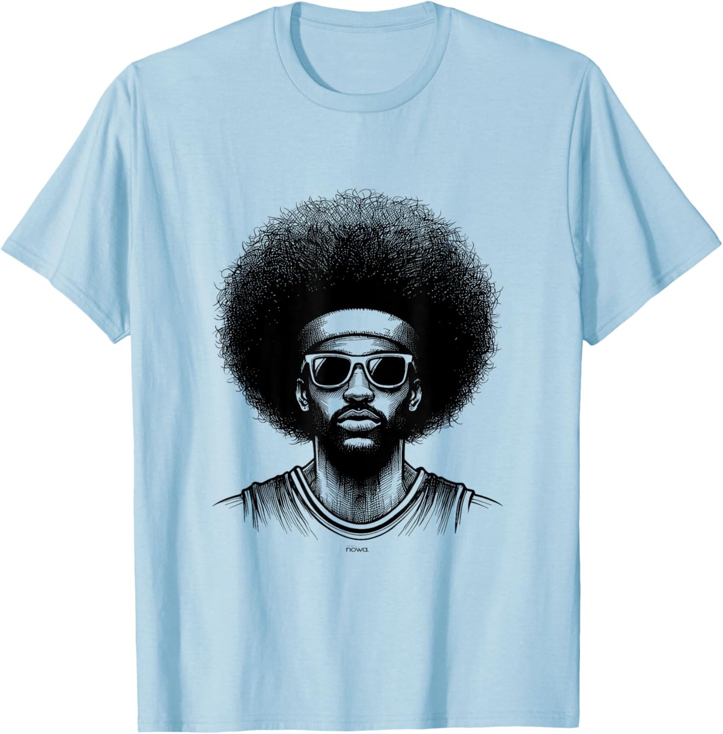 Big Afro Ad Anthony with Sunglasses and Headband Basketball T-Shirt - T-Shirt | Light Blue