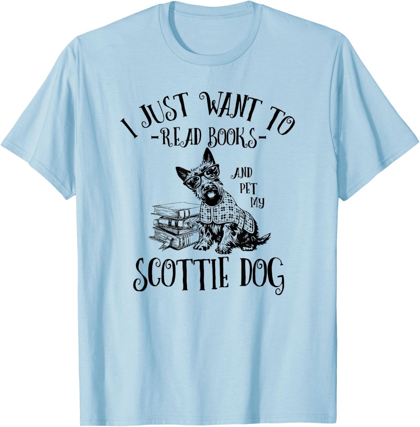 Cute Read Books Scottish Terrier Lover Men Women Kids T-Shirt - T-Shirt | Light Blue