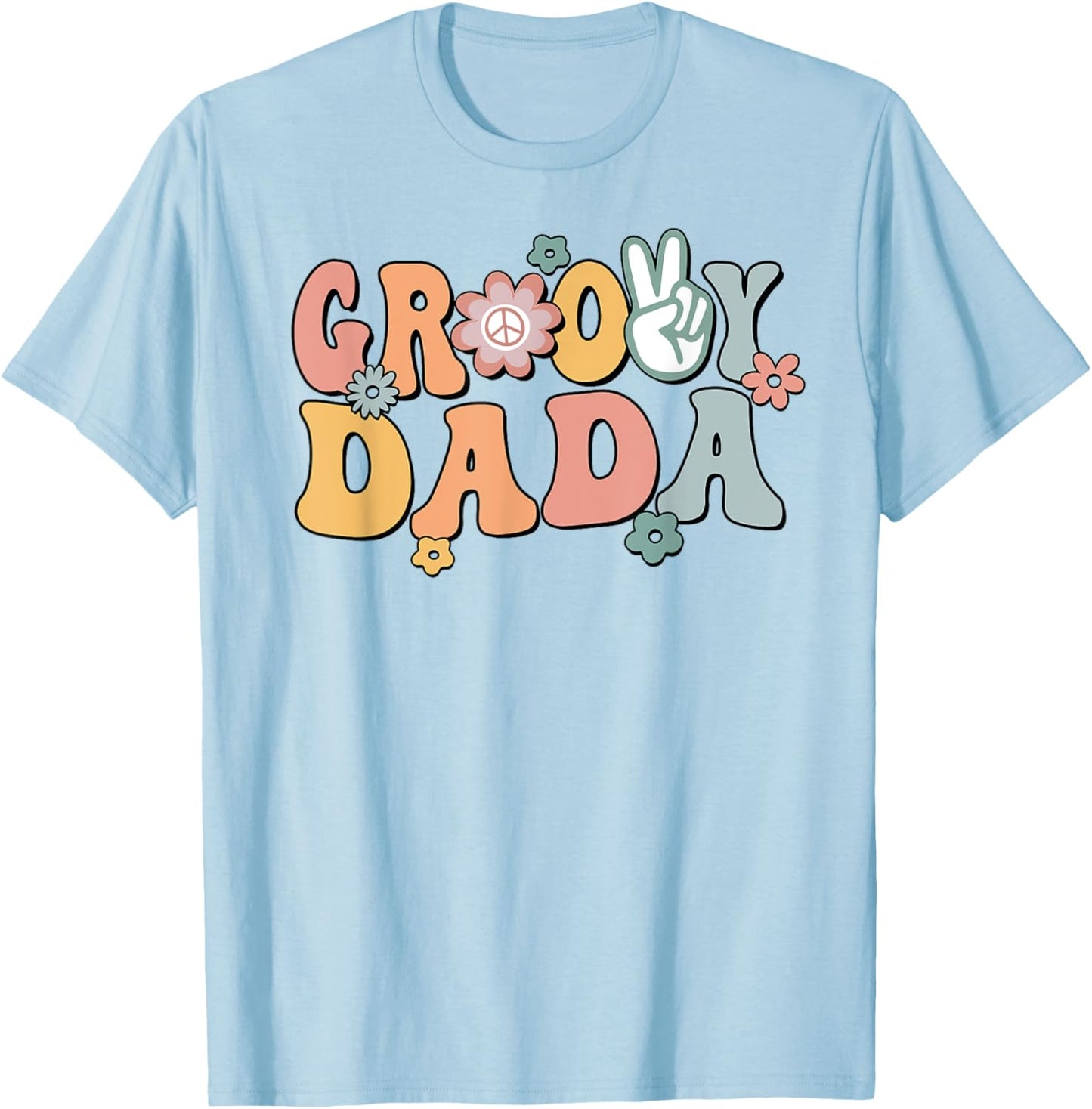 Groovy Dada Retro Dad Matching Family 1st Birthday Party T-Shirt - T-Shirt | Light Blue