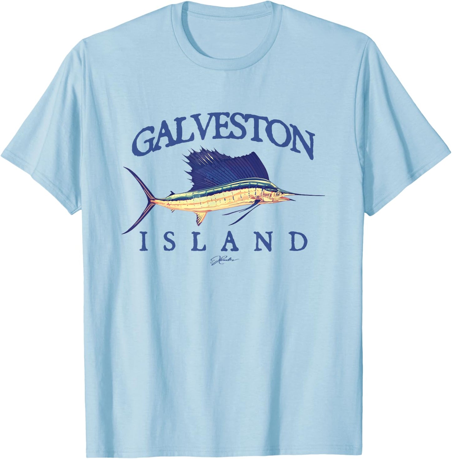 JCombs: Galveston Island, TX, Vintage Sailfish T-Shirt - T-Shirt | Light Blue