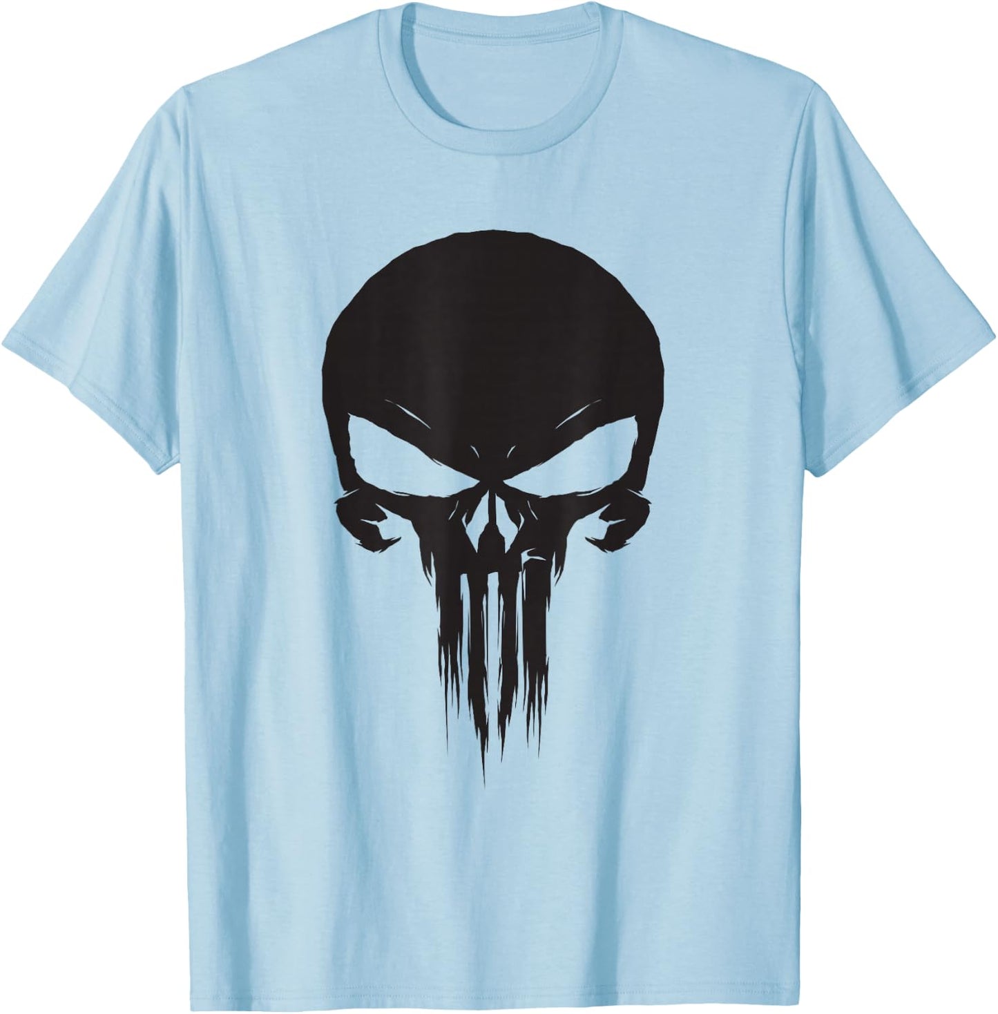 Marvel The Punisher Classic Skull Black Logo T-Shirt - T-Shirt | Light Blue