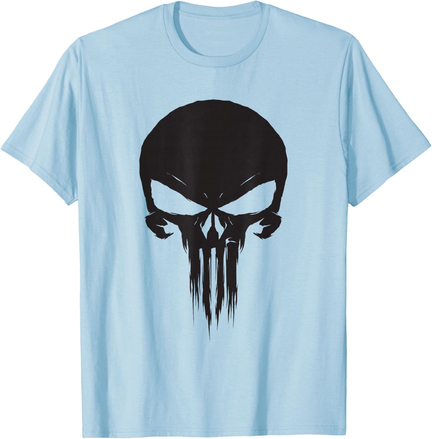 Marvel The Punisher Classic Skull Black Logo T-Shirt - T-Shirt | Light Blue