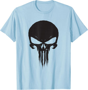 Marvel The Punisher Classic Skull Black Logo T-Shirt - T-Shirt | Light Blue