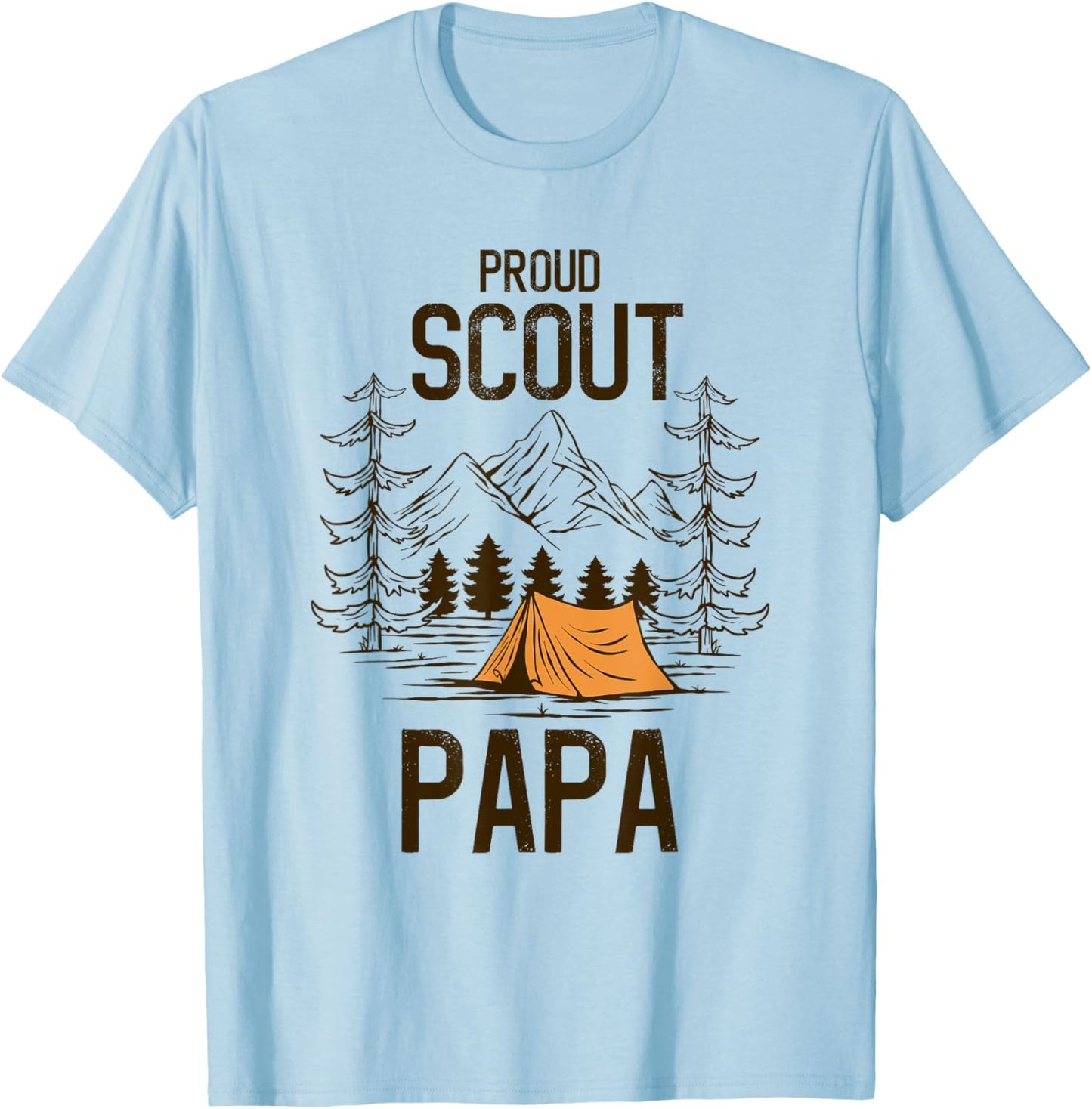 Proud Scout Papa Camping Scout Leader Adventure Travel T-Shirt - T-Shirt | Light Blue
