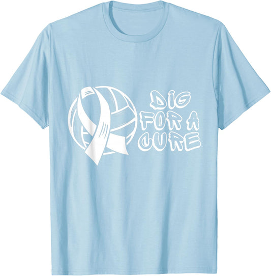 Dig For A Cure Volleyball Breast Cancer Awareness Pink T-Shirt - T-Shirt | Light Blue