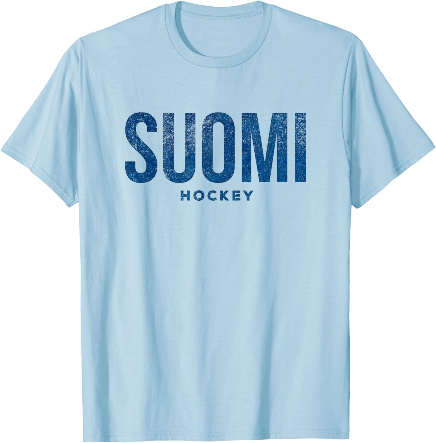 Finland Suomi Hockey Distressed Vintage Retro T Shirt T-Shirt - T-Shirt | Light Blue
