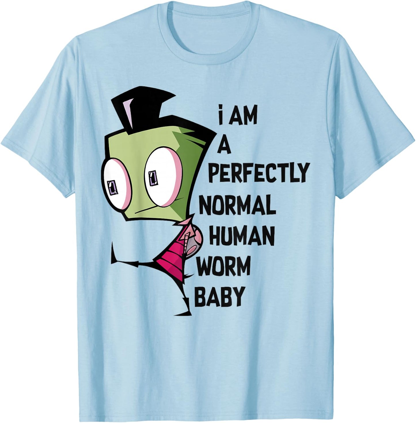 Invader Zim Perfectly Normal Human Text T-Shirt - T-Shirt | Light Blue