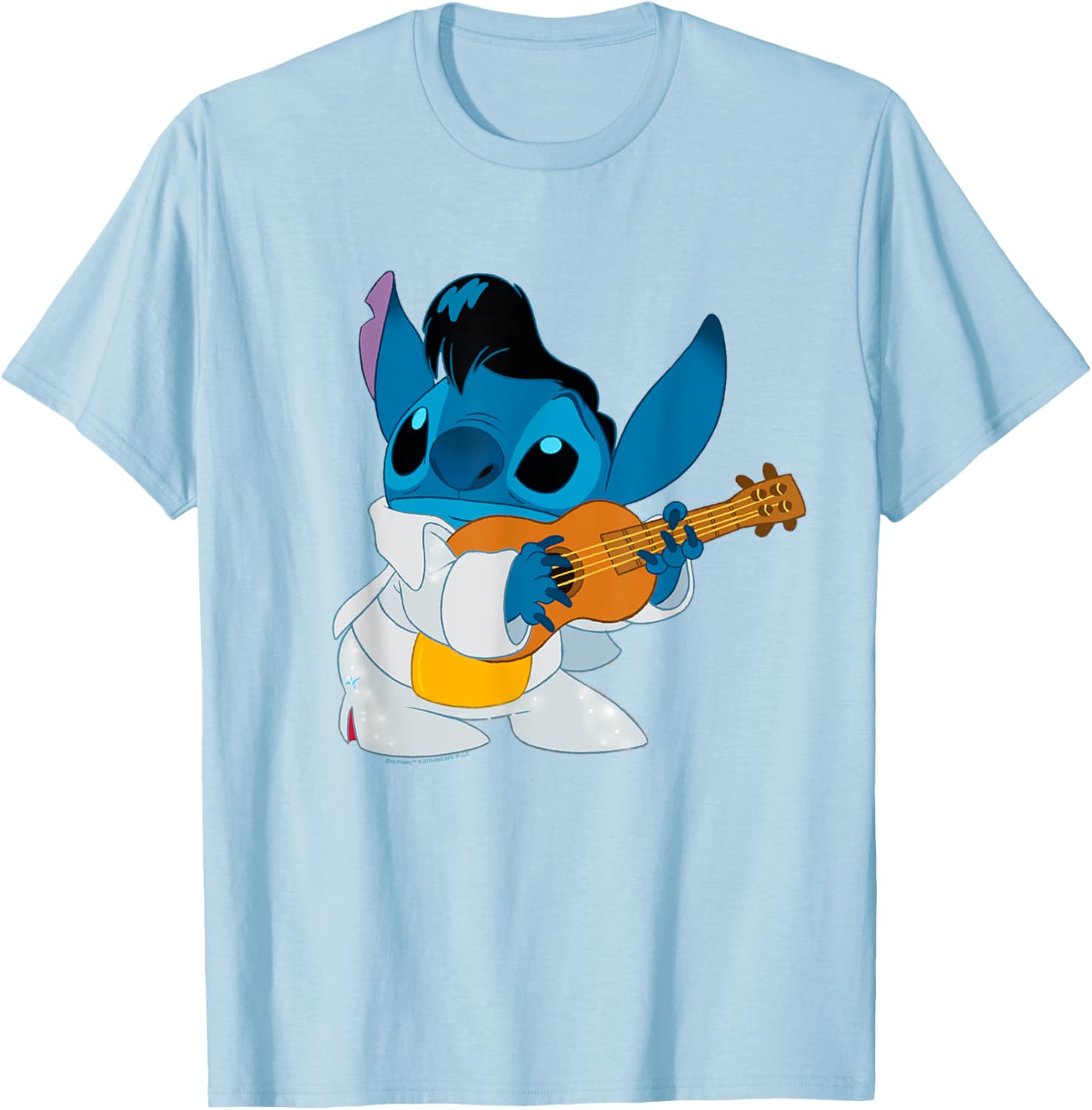 Disney Lilo & Stitch Iconic Elvis Stitch Ready To Play Logo T-Shirt - T-Shirt | Light Blue