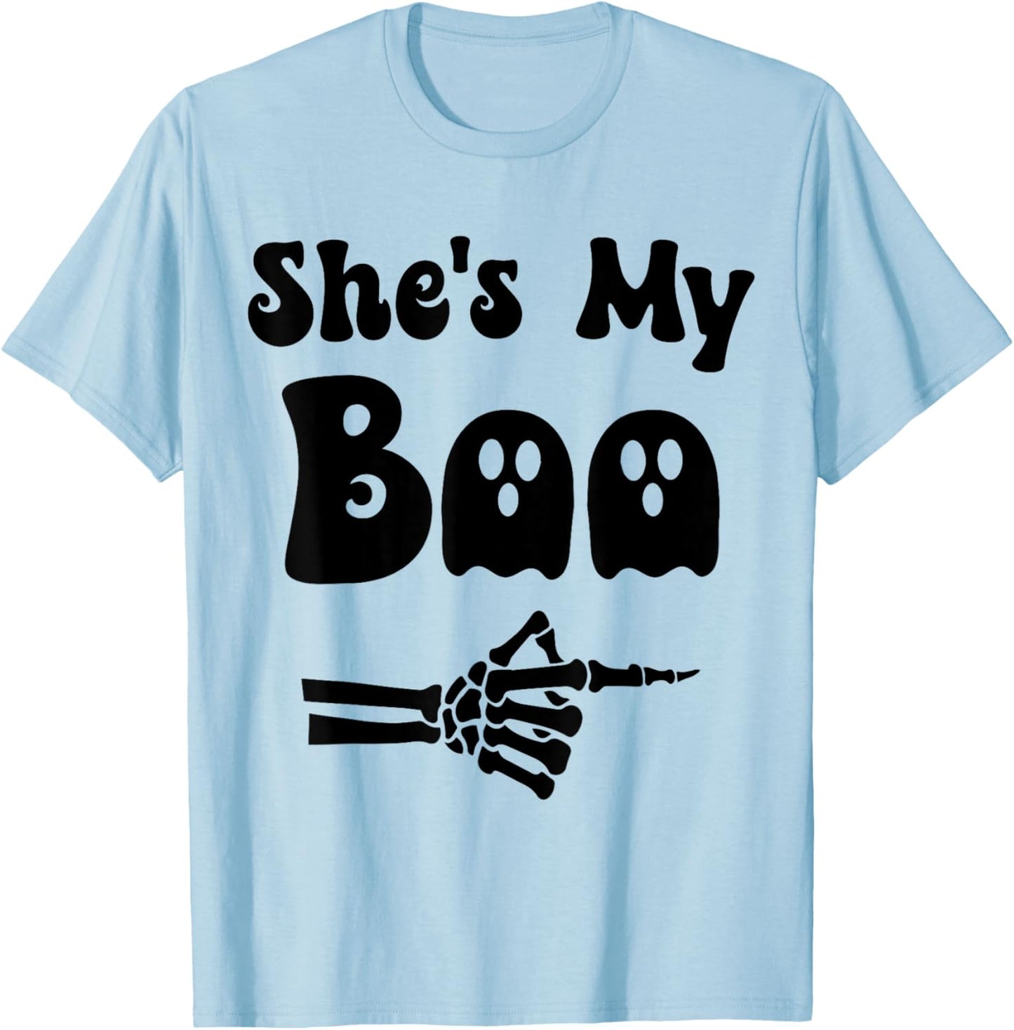 She's My Boo Matching Halloween Pajama Couples He's My Boo T-Shirt - T-Shirt | Light Blue
