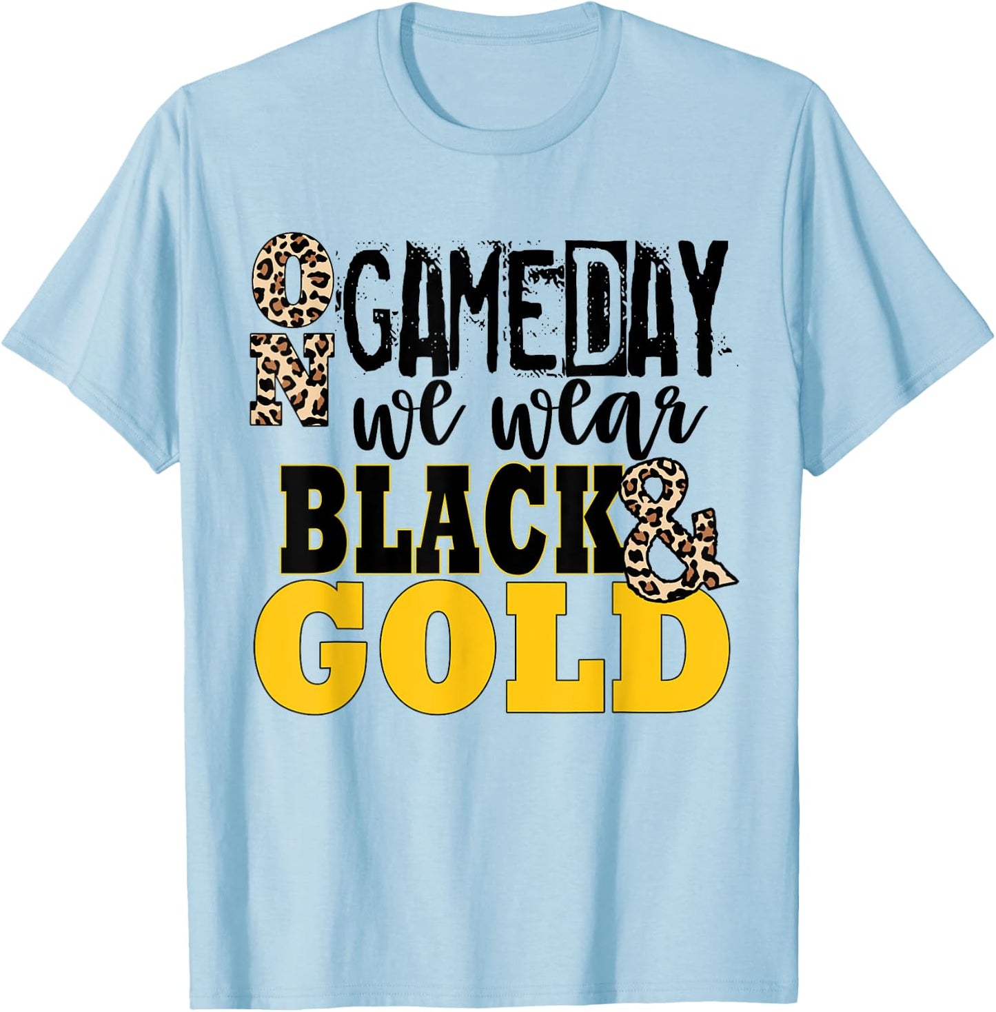 We Wear Black And Gold School Spirit T-Shirt - T-Shirt | Light Blue