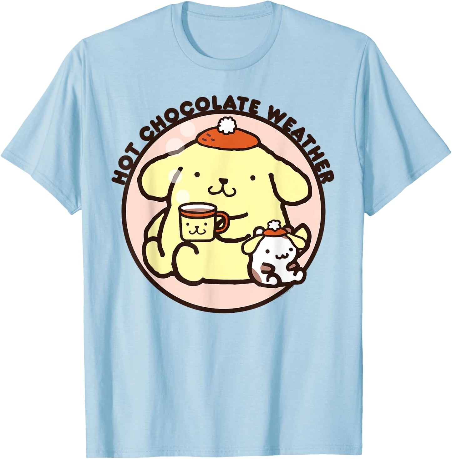 Pompompurin Hot Chocolate Weather T-Shirt - T-Shirt | Light Blue