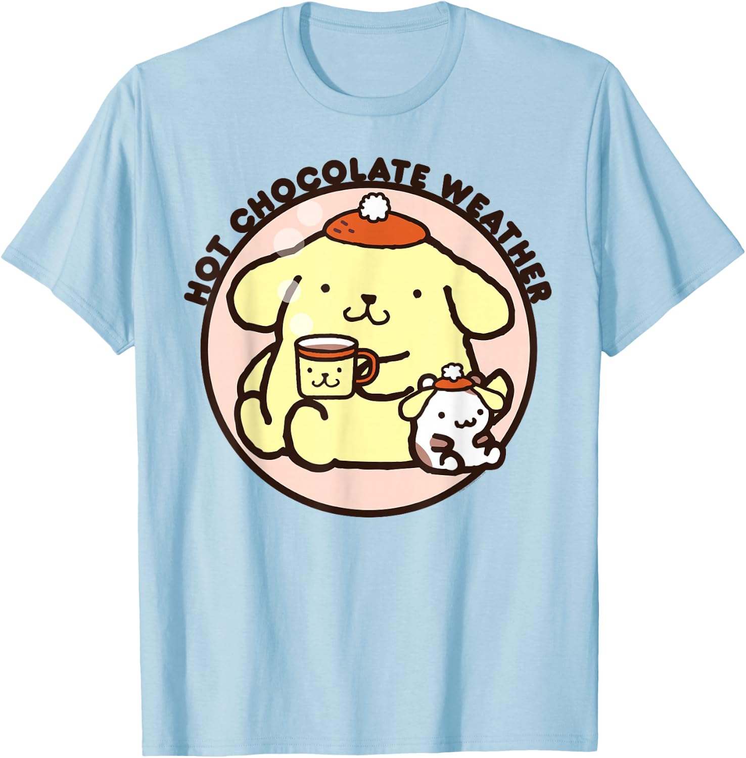 Pompompurin Hot Chocolate Weather T-Shirt - T-Shirt | Light Blue