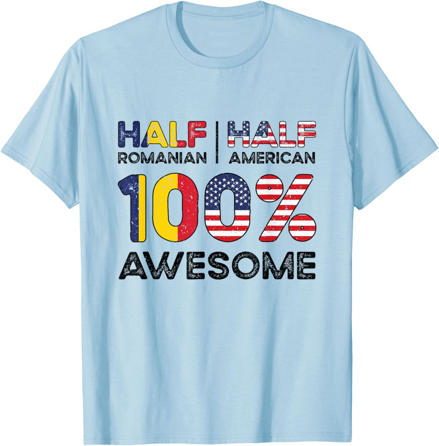 Romanian American Patriot USA Grown Romania US Flag T-Shirt - T-Shirt | Light Blue