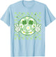 Retro Groovy St Patricks Day Hippie Smile Face Shamrock T-Shirt - T-Shirt | Light Blue