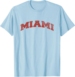 Miami Ohio Classic Athletic Sports Distressed T-Shirt - T-Shirt | Light Blue