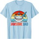 Retro Jawsome Dad Shark Funny Fathers Day Papa Daddy Husband T-Shirt - T-Shirt | Light Blue