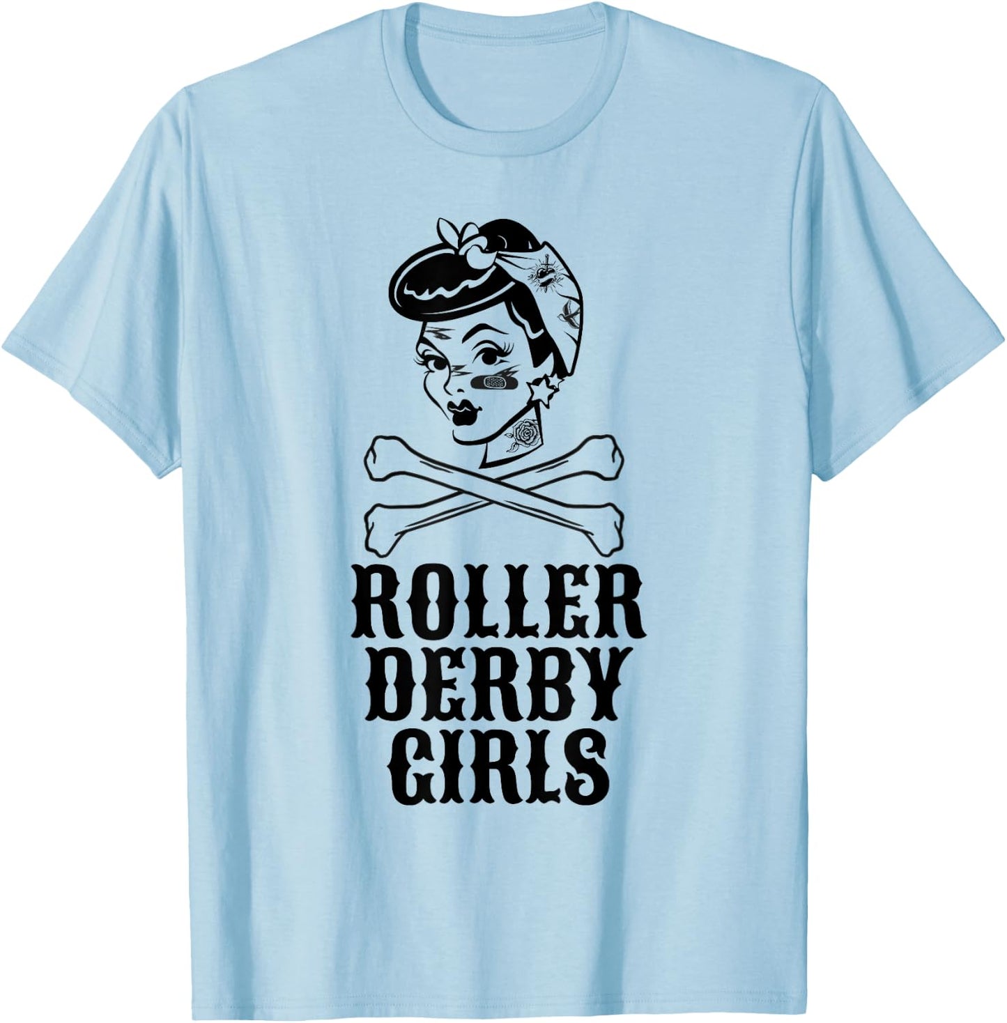 Roller Derby Girls Pinup Flat Track Roller Derby Shirt T-Shirt - T-Shirt | Light Blue