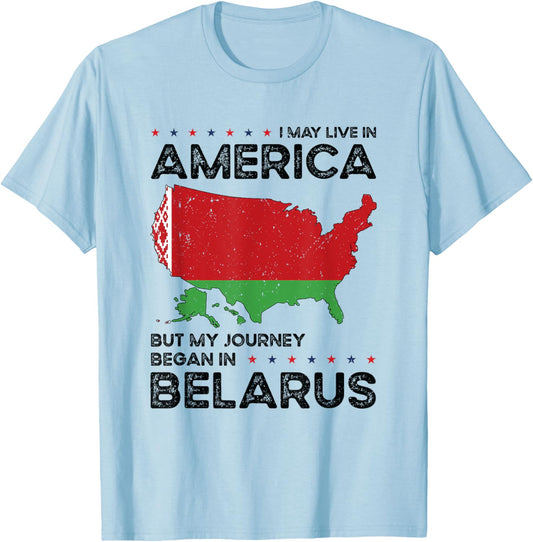 Belarusian American Patriot USA Grown Belarus US Flag T-Shirt - T-Shirt | Light Blue