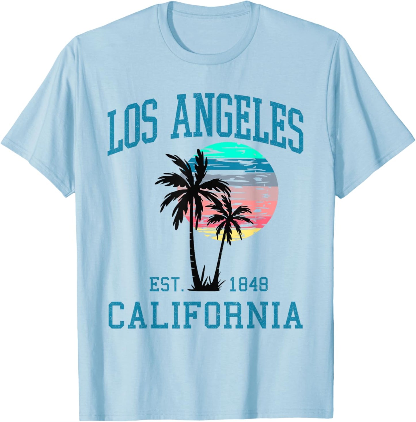 Los Angeles California LA Summer Vacation Beach Palm Trees Men Women Kids T-Shirt - T-Shirt | Light Blue