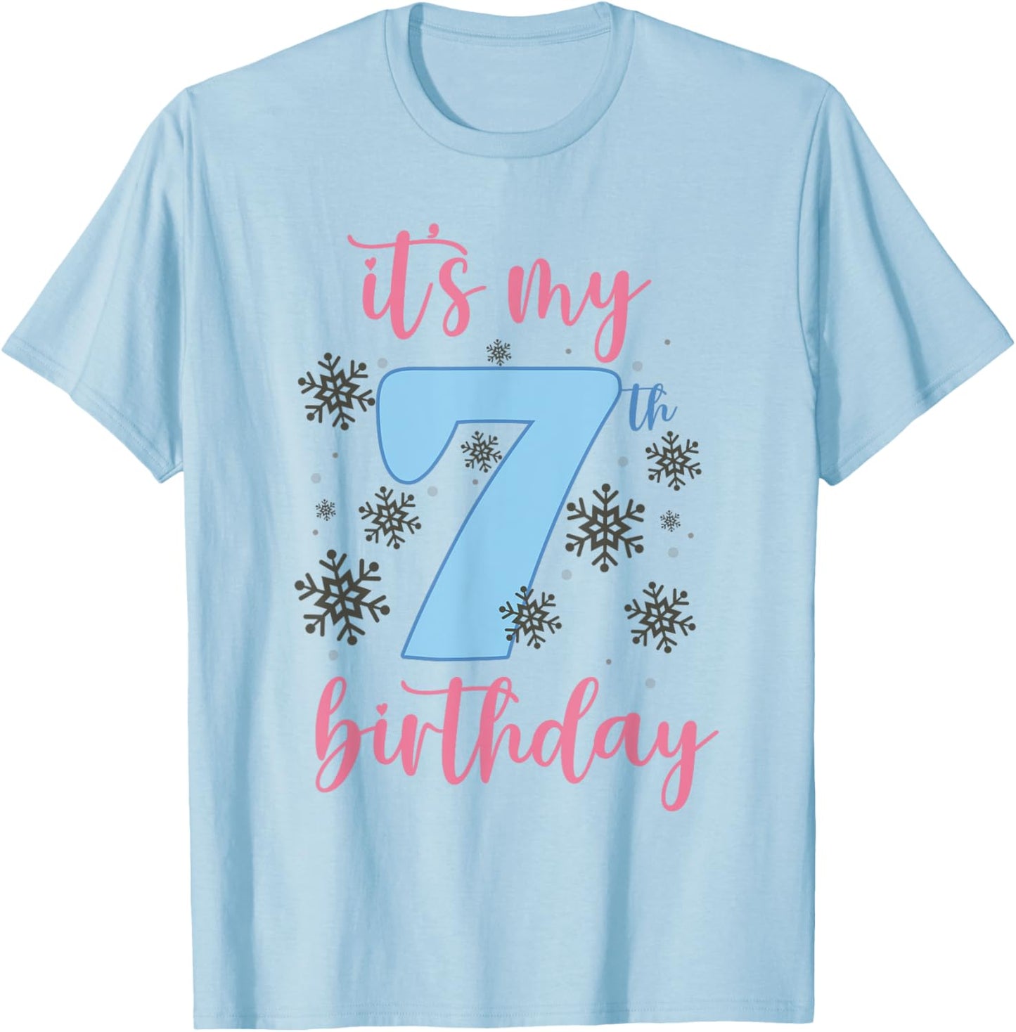 It's My 7th Birthday Snowflake Outfits For Toddler Girls T-Shirt - T-Shirt | Light Blue