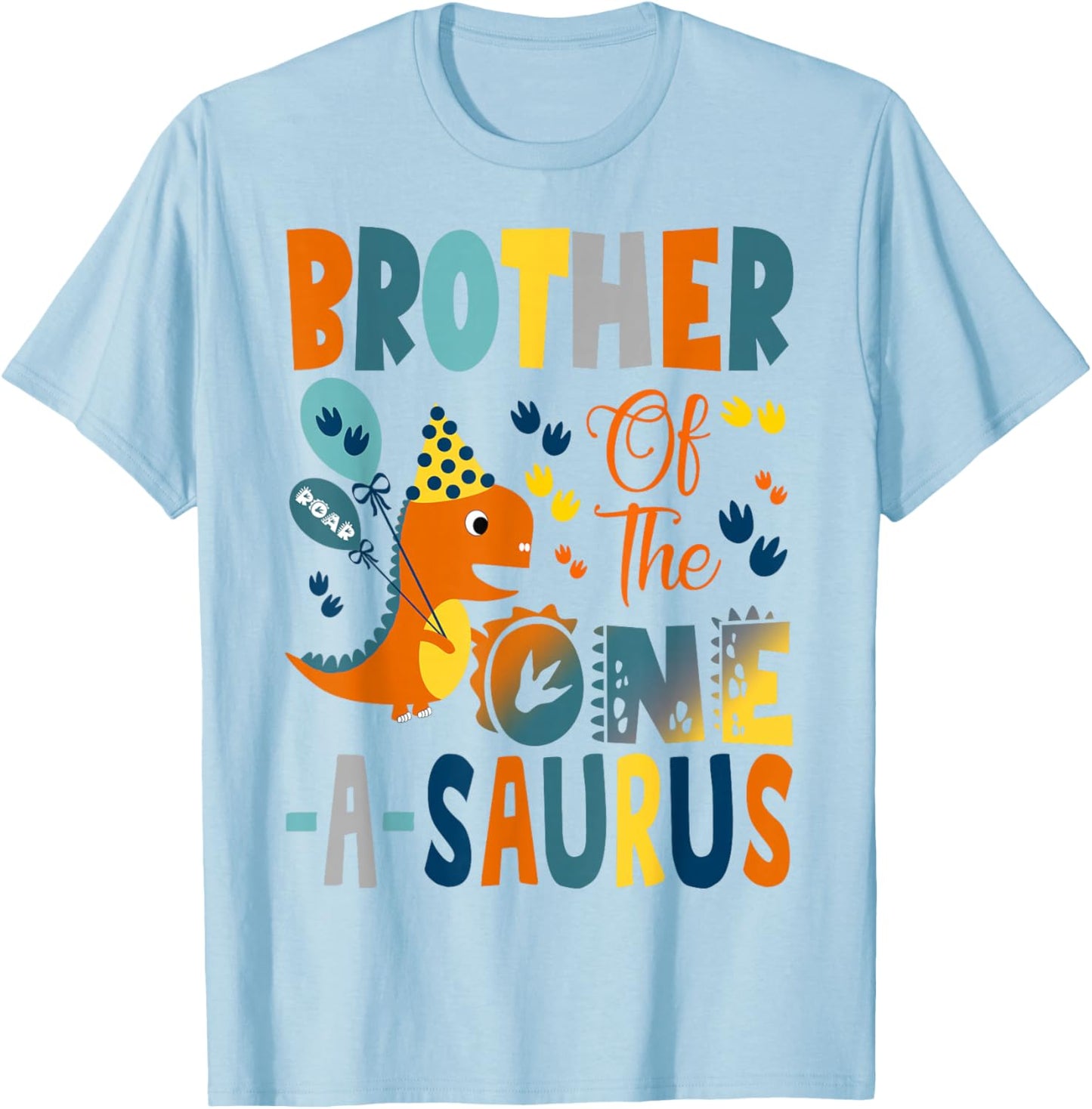 Brother of The One-A-Saurus 1st Birthday Boy Dinosaur T-Shirt - T-Shirt | Light Blue