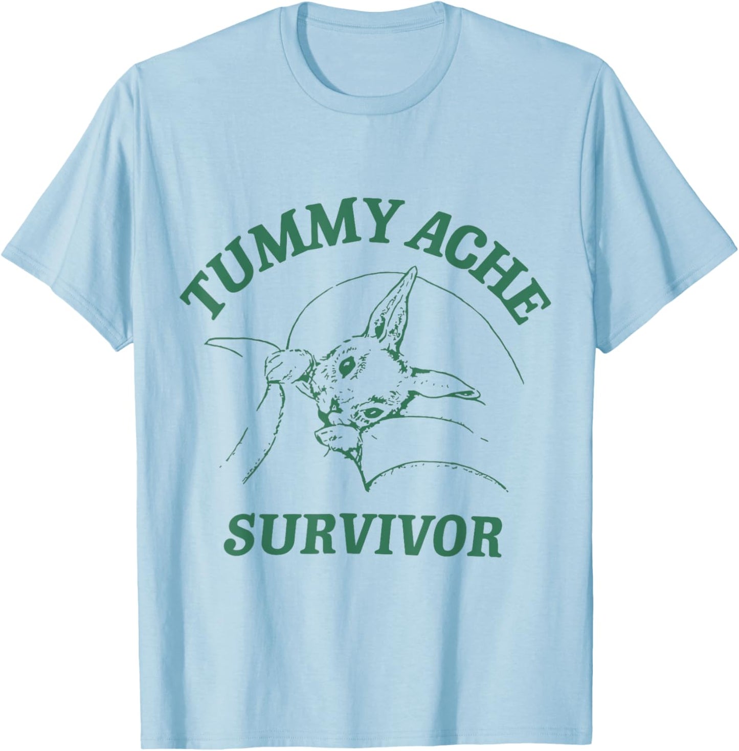 Tummy Ache Survivor Funny Rabbit Meme Bunny Lover T-Shirt - T-Shirt | Light Blue