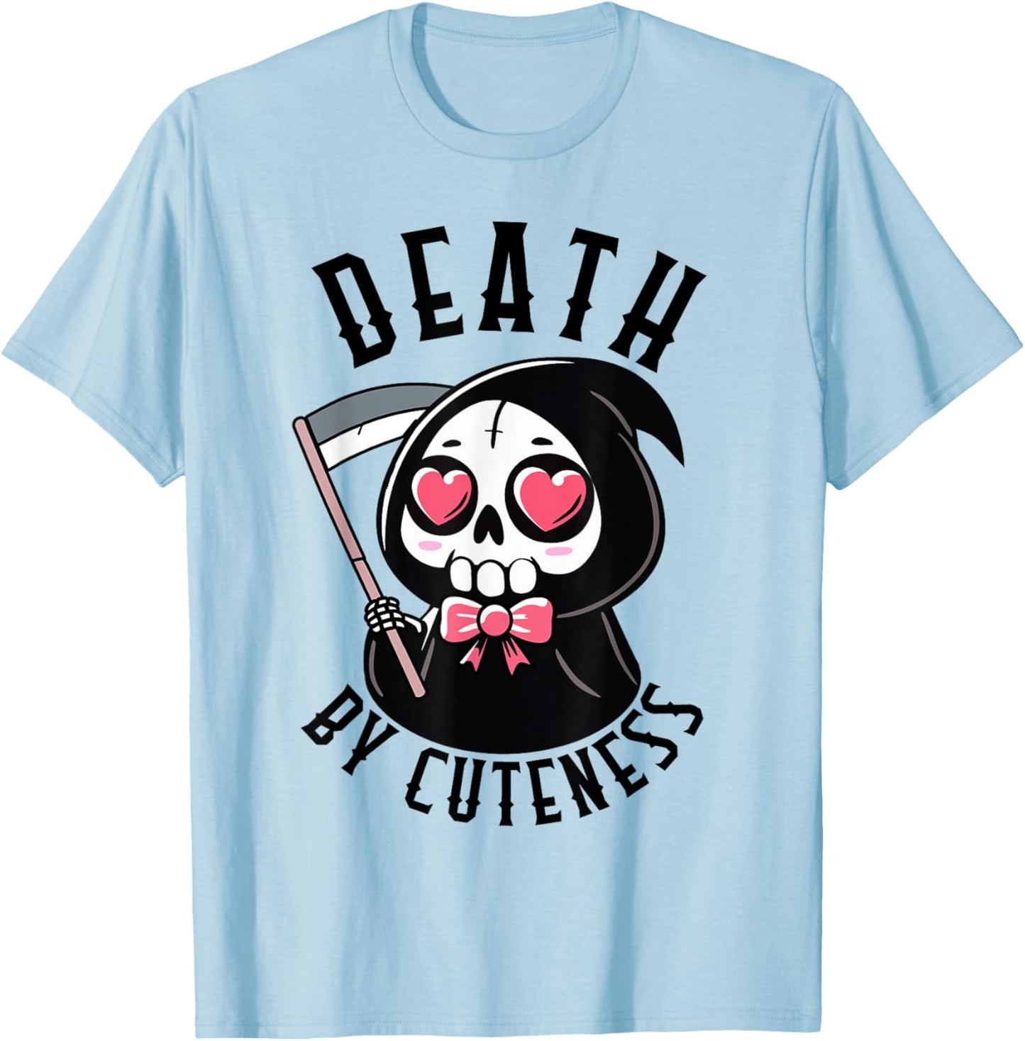Death by Cuteness Grim Reaper Creepy Cute Pastel Goth T-Shirt - T-Shirt | Light Blue