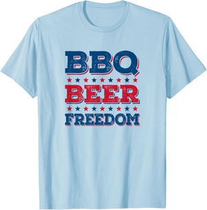 Bbq Beer Freedom Bbq, Beer, Freedom T-Shirt - T-Shirt | Light Blue