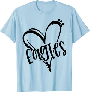 Eagles School Sports Fan Team Spirit Heart T-Shirt - T-Shirt | Light Blue