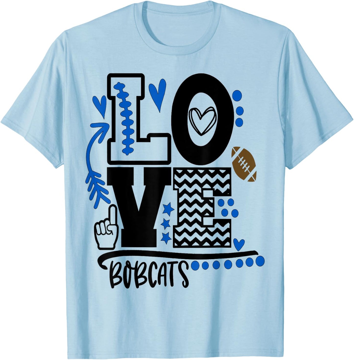 Football, bobcats, shirt, cats, mom, school spirit, t shirt T-Shirt - T-Shirt | Light Blue