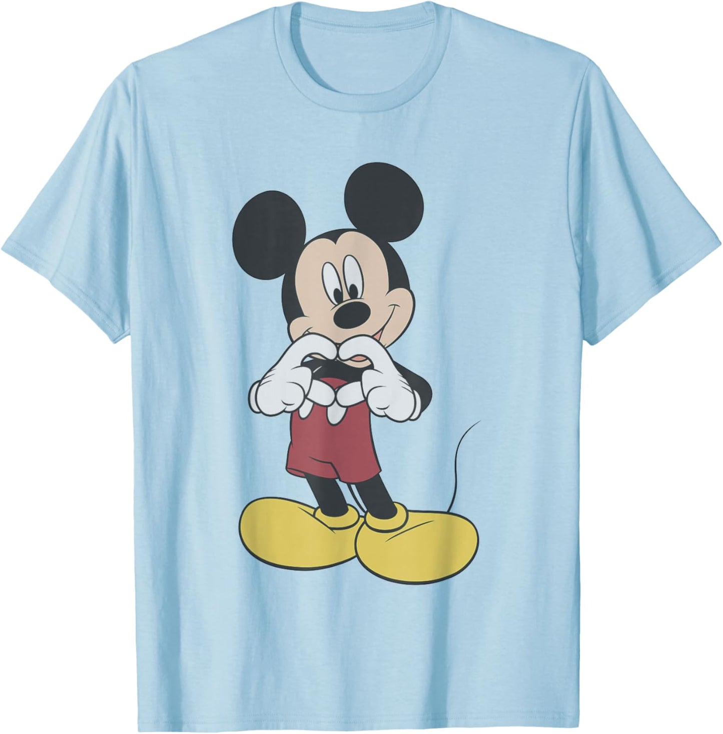 Disney Mickey and Friends Classic Mickey Heart Hand Portrait T-Shirt - T-Shirt | Light Blue
