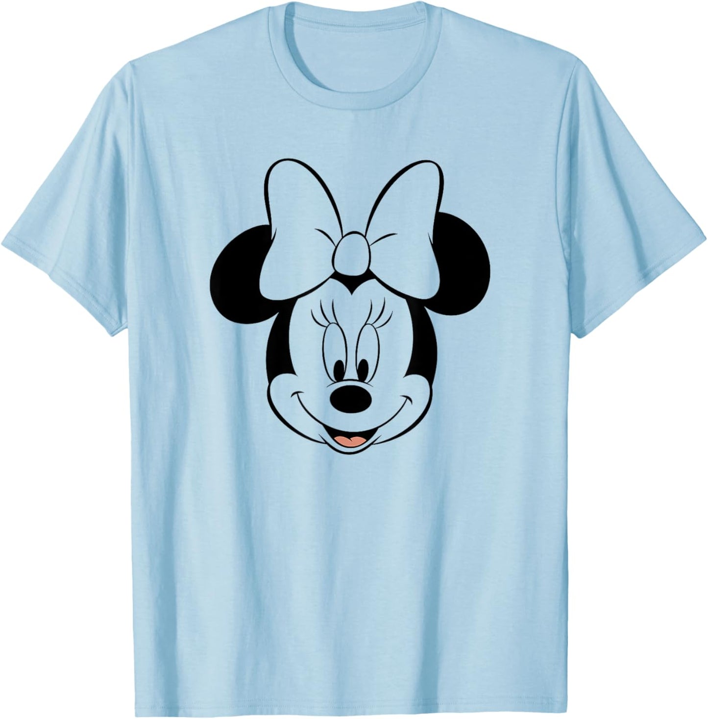 Disney Minnie Mouse Smiley Pretty Face Classic Logo T-Shirt - T-Shirt | Light Blue