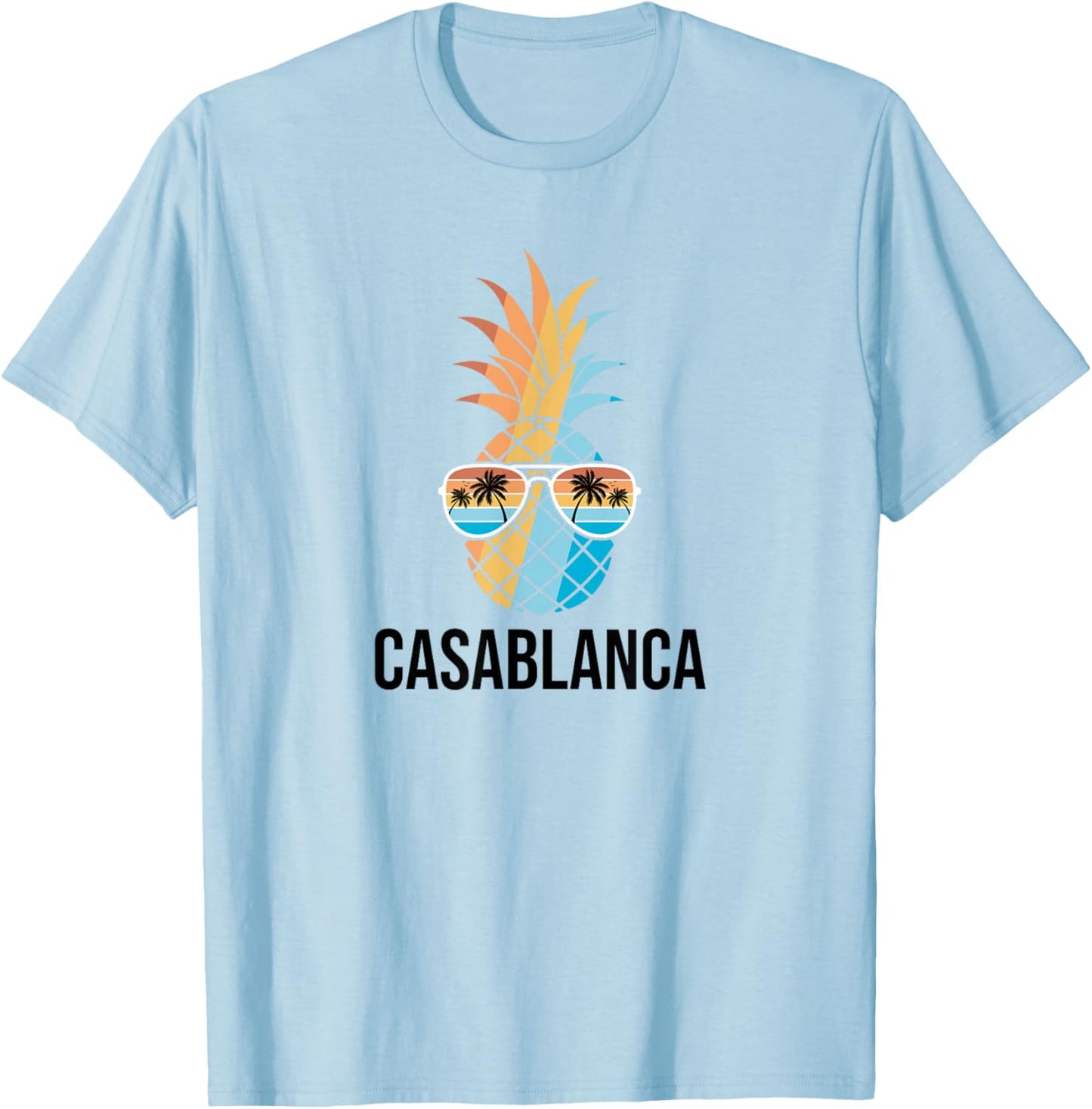 Casablanca Pineapple Sunglasses Holiday Vintage Souvenir T-Shirt - T-Shirt | Light Blue