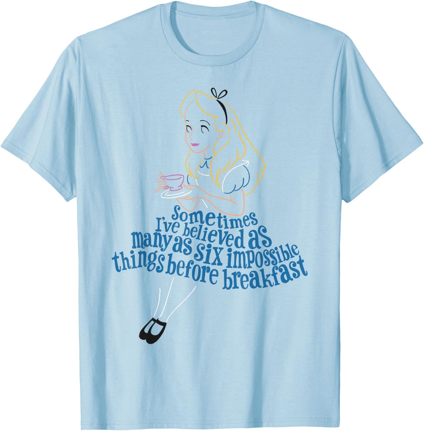 Disney Alice in Wonderland As Many As Six Impossible Things T-Shirt - T-Shirt | Light Blue