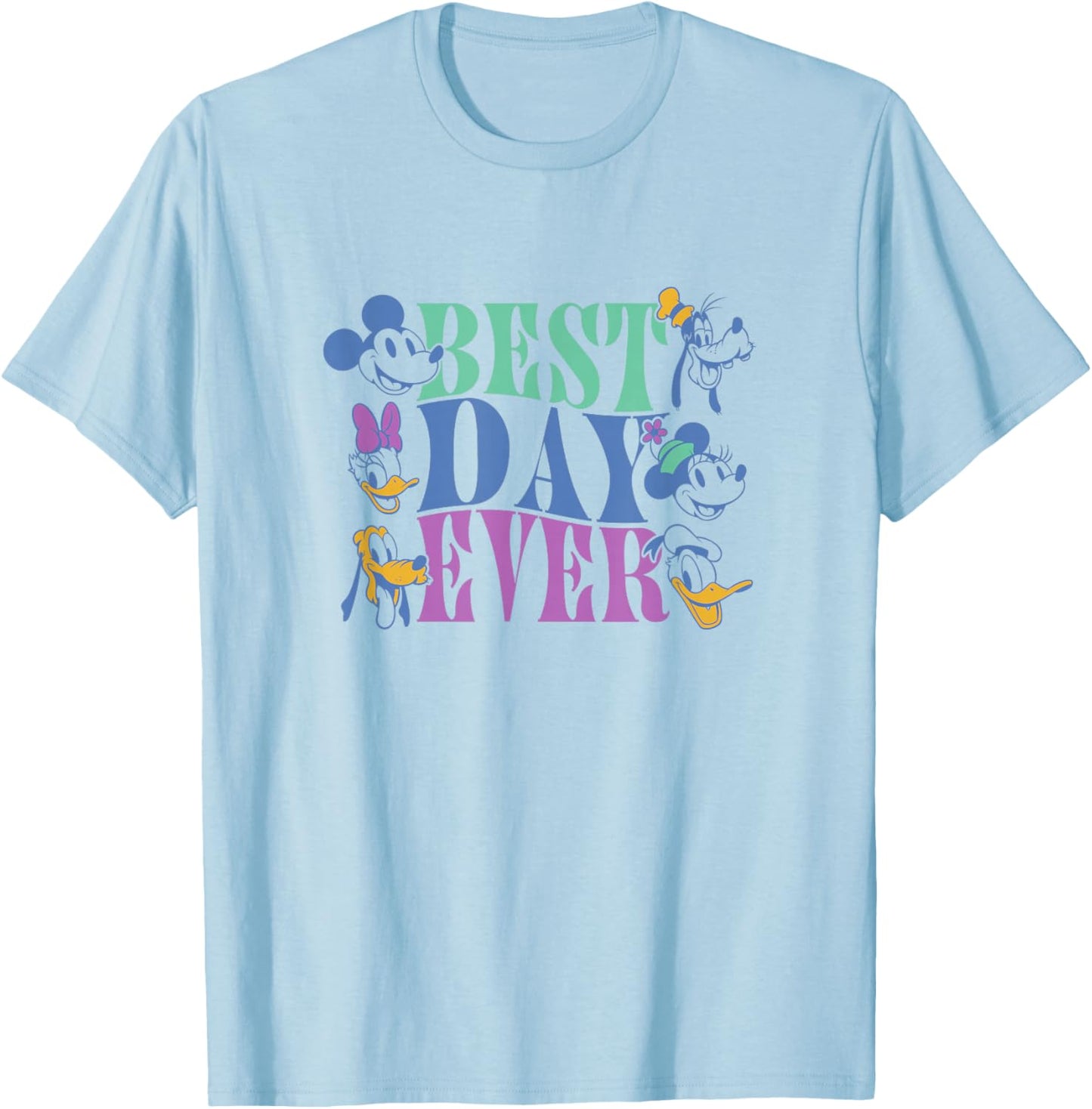 Disney Mickey and Friends Best Day Ever Vintage T-Shirt - T-Shirt | Light Blue