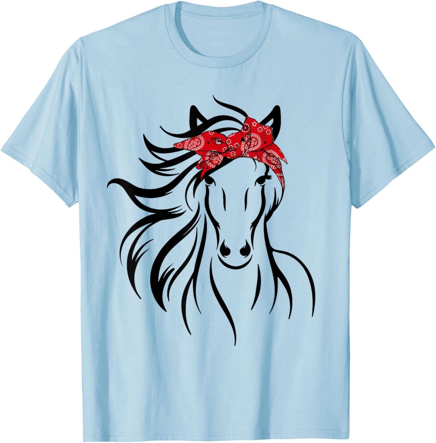 Horse Bandana for Horseback Riding Horse Lover T-Shirt - T-Shirt | Light Blue