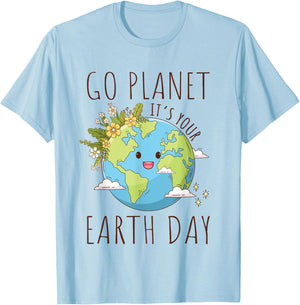 Go Planet Its Your Earth Day 2024 Teacher Women Toddler Kids T-Shirt - T-Shirt | Light Blue
