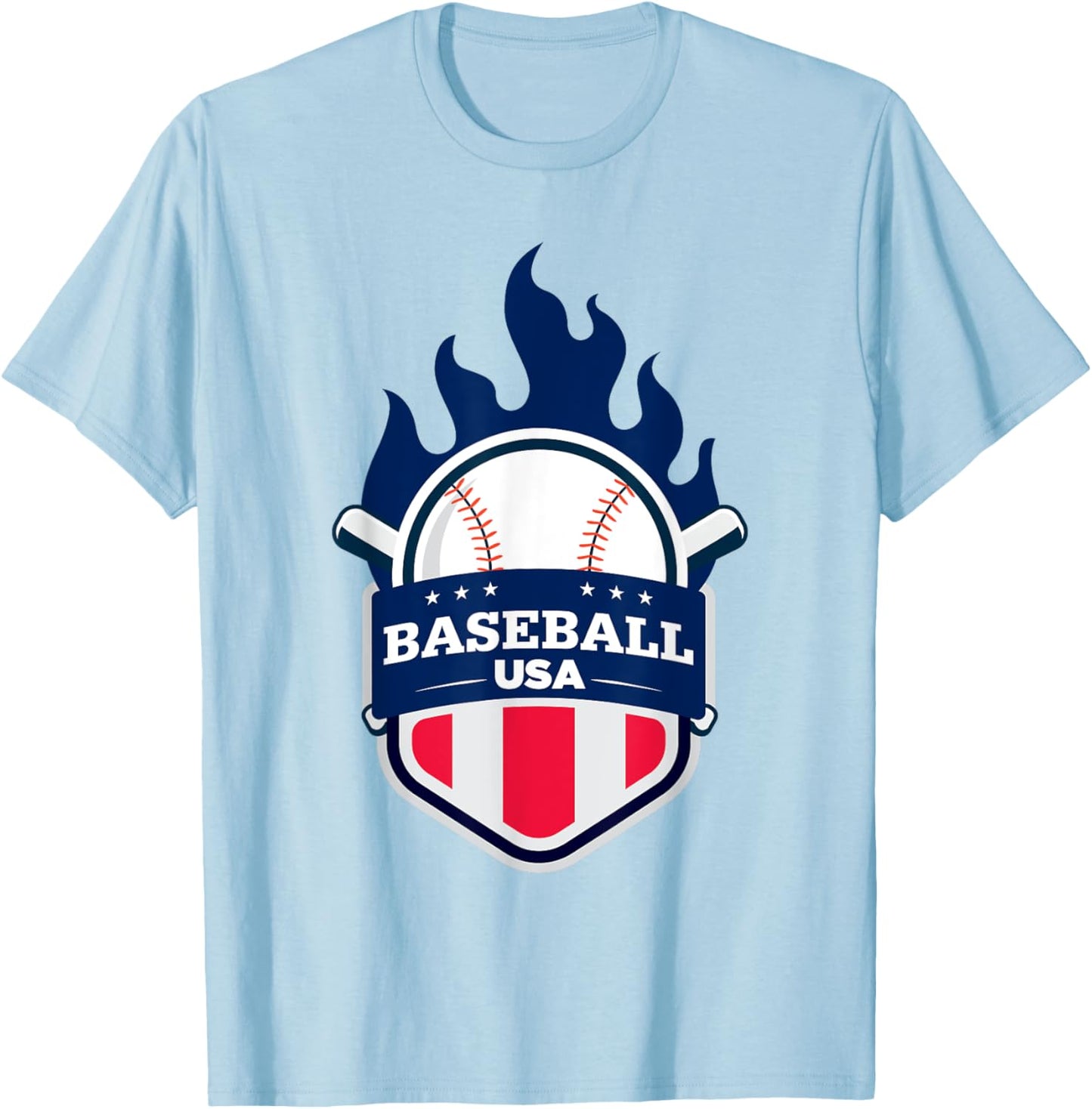 Baseball USA Support the Team Shirt USA Flag Playoff T-Shirt - T-Shirt | Light Blue
