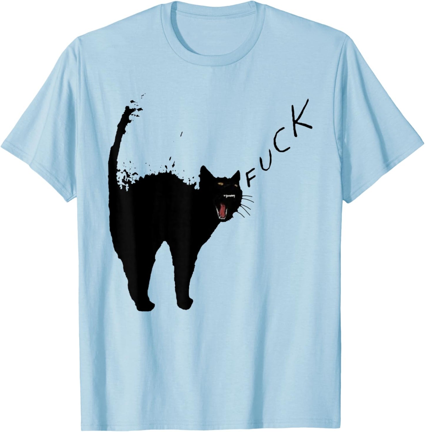 Angry - Black Cat - Fuck Yelling Art T-Shirt - T-Shirt | Light Blue