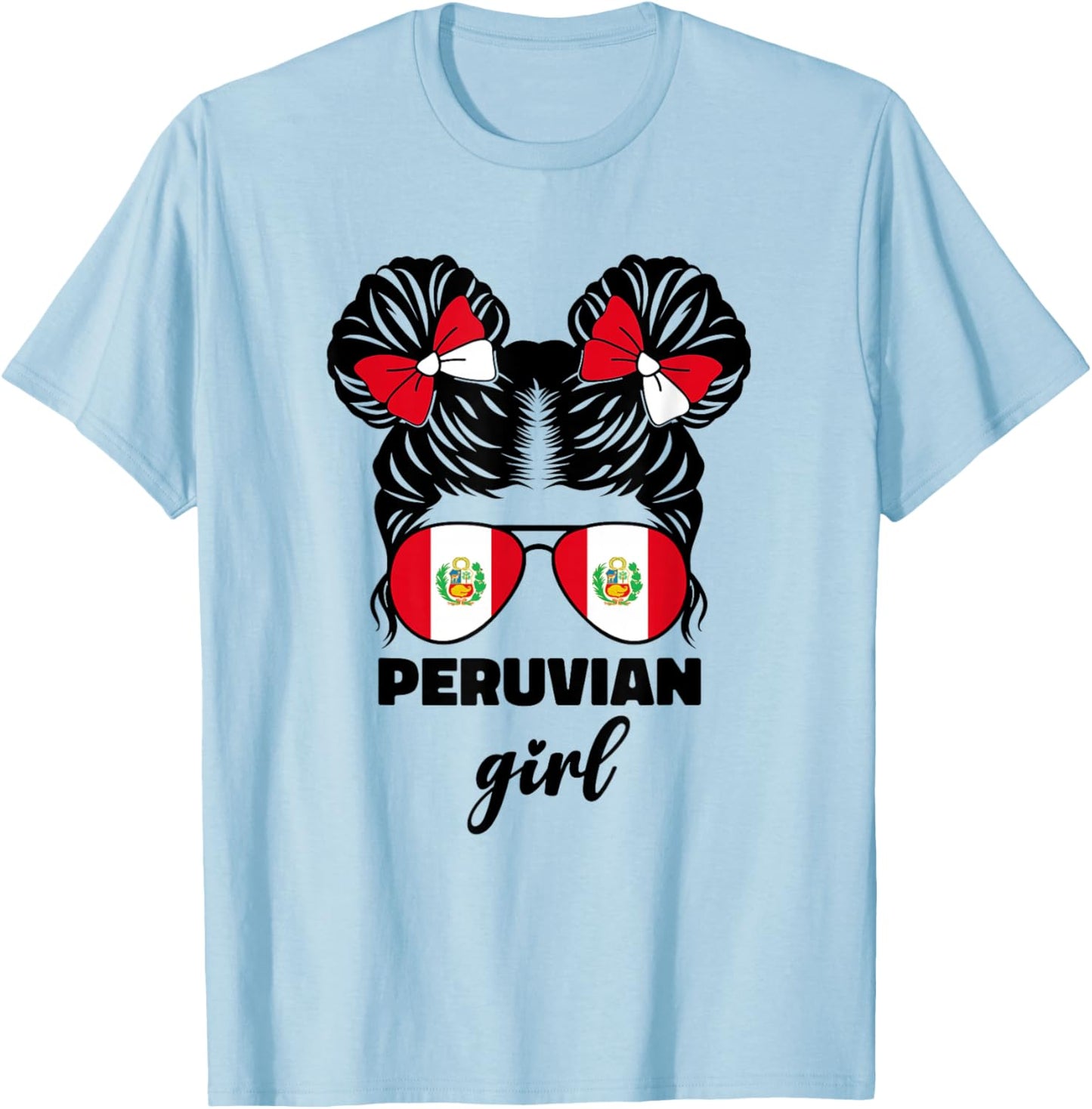 Peruvian Girl For Kids Girls Toddler Peru Flag Peruana Perú T-Shirt - T-Shirt | Light Blue