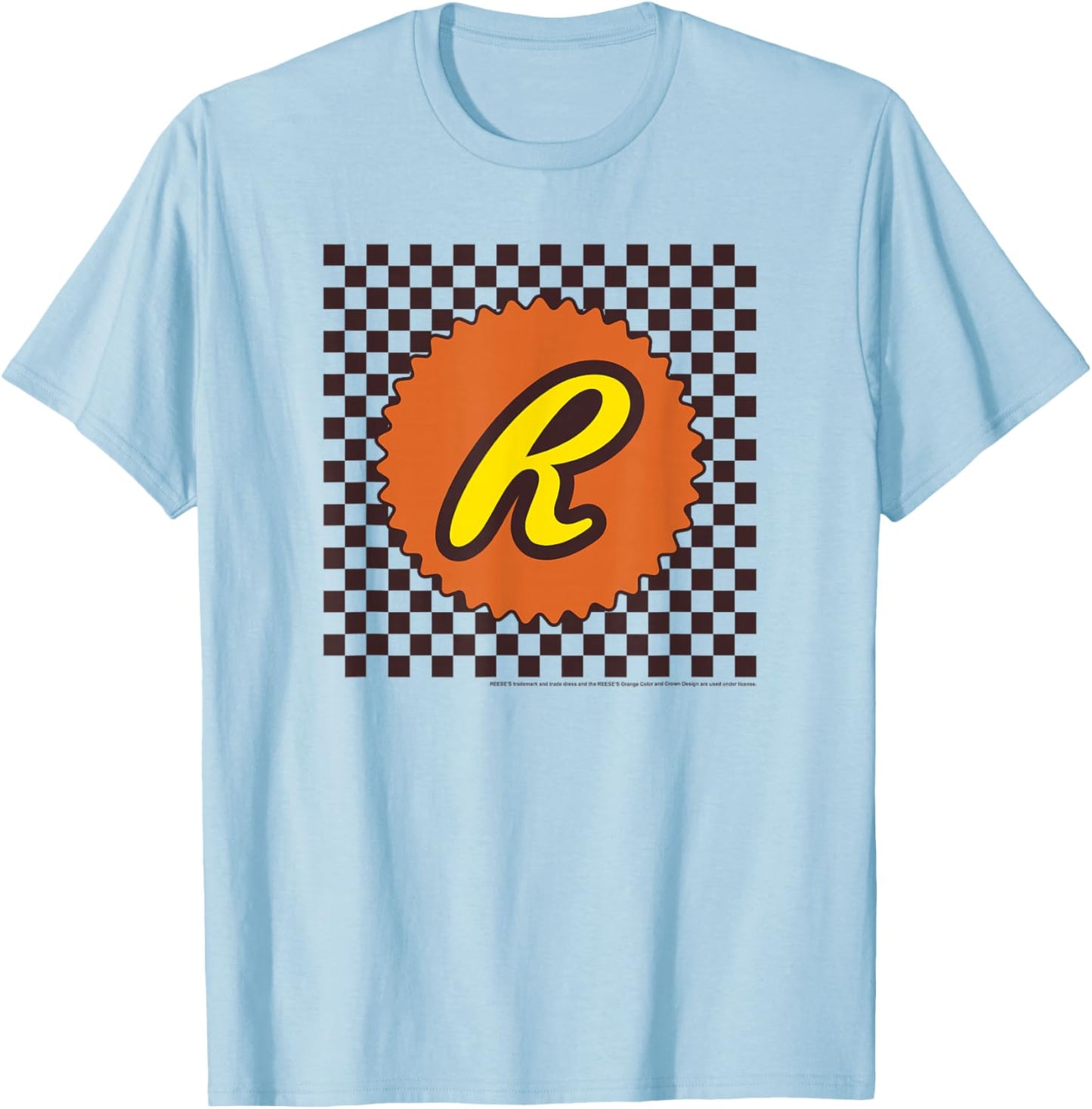 Reese's Peanut Butter Cups Checkered Background Logo T-Shirt - T-Shirt | Light Blue