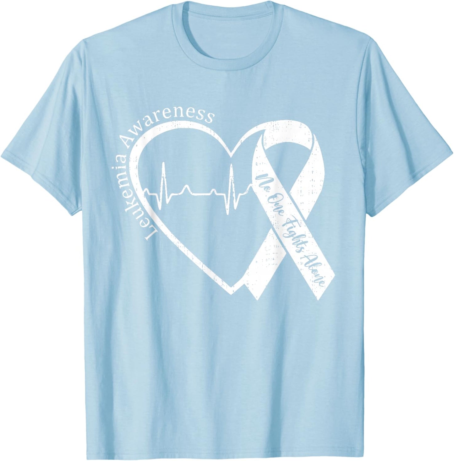 Leukemia Awareness Heart Orange Support Men Women Kids T-Shirt - T-Shirt | Light Blue